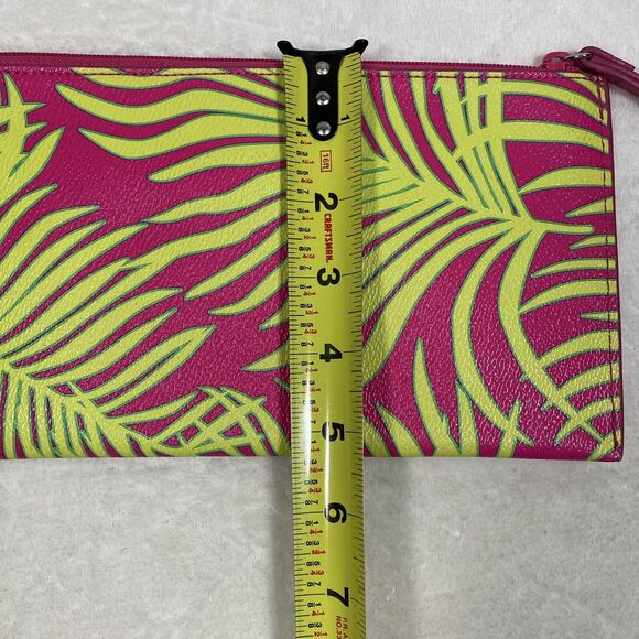 Vera Bradley Tropical Wristlet Slim Zip Close Pink Yellow Tropical Hawaiian - Picture 3 of 4